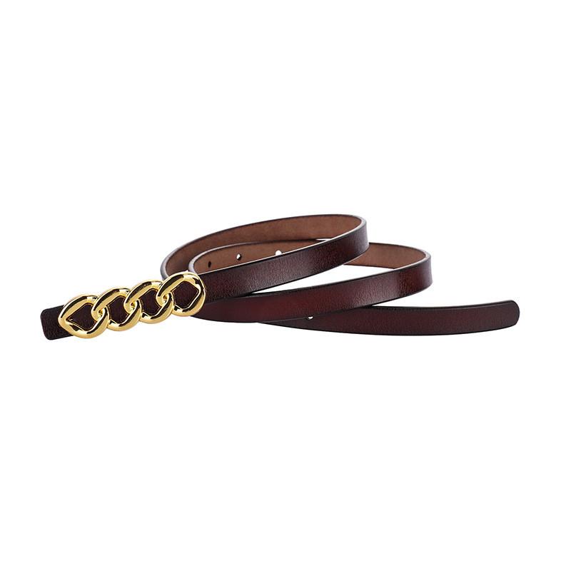 Fashionable Womens Leather Belt With Metallic Detail For Office And Casual Looks