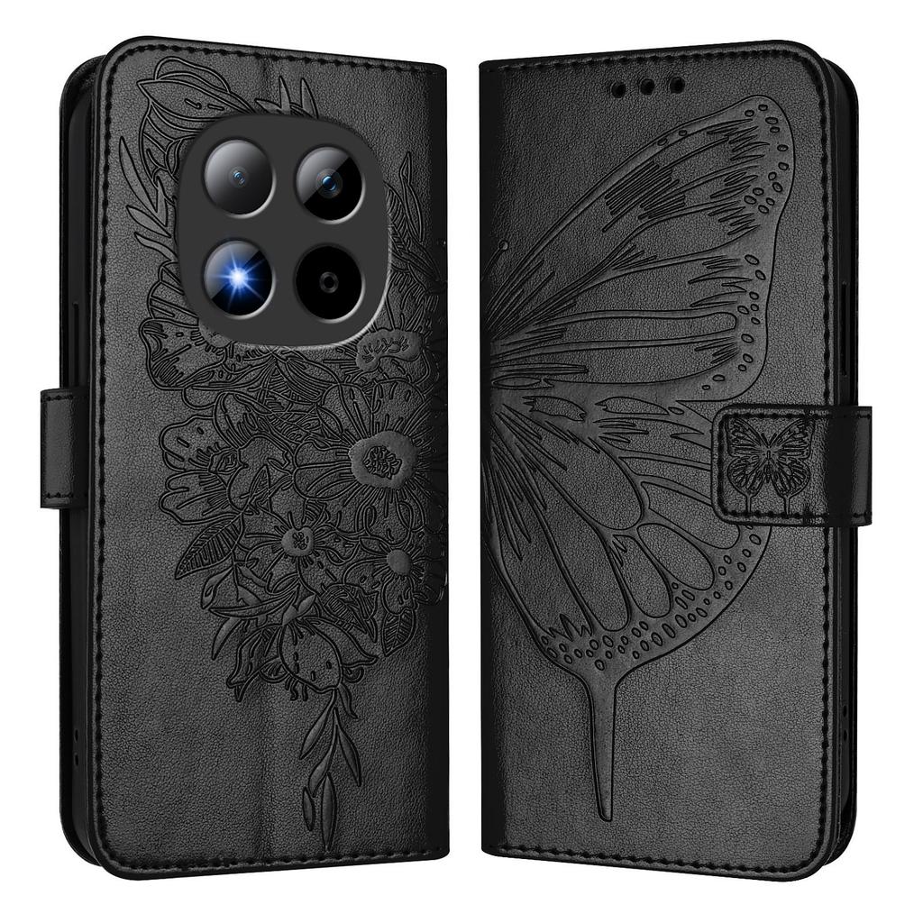 For Xiaomi Redmi Note 15 Pro 5G (Global) Wallet Case with Wrist Strap Butterfly Imprint Leather Phone Cover