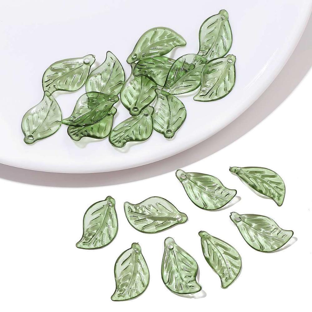 Transparent Green Transparent Leaf Shape Beads Acrylic Beads Charms Leaf Shape Beads  Women