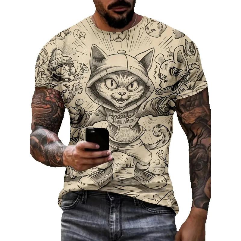 

Летняя мужская уличная повседневная одежда Винтажная мужская футболка 3D смешной принт животного футболка с коротким рукавом круглый вырез оверсайз мужская футболка 3XL