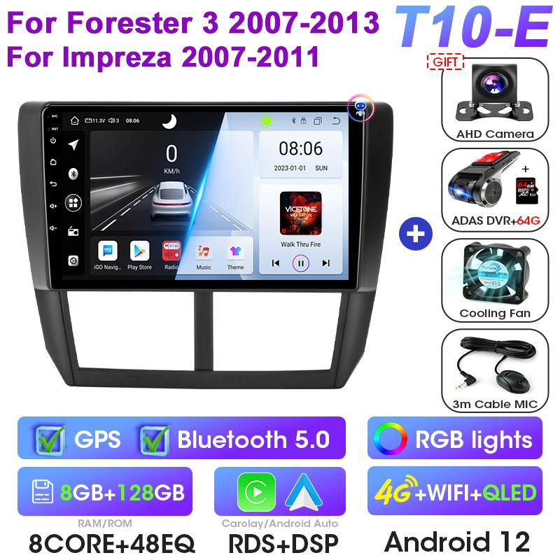Android 12 Car Radio For TSubaru Forester 3 SH 2007-2013 For Impreza GH 2 Din Carplay Auto Intelligent Systems Smart Autoradio