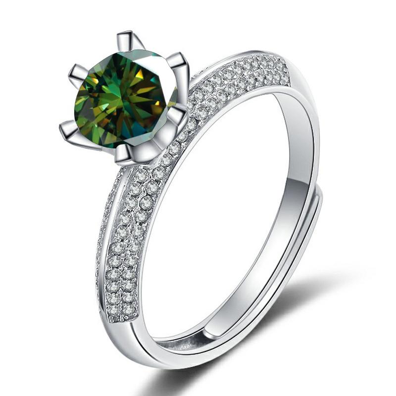 Luxusní D Color 1 Carat Moissanite Diamond Prsten Dámský S925 Sterling Silver jemné šperky na svatbu Nastavitelná velikost