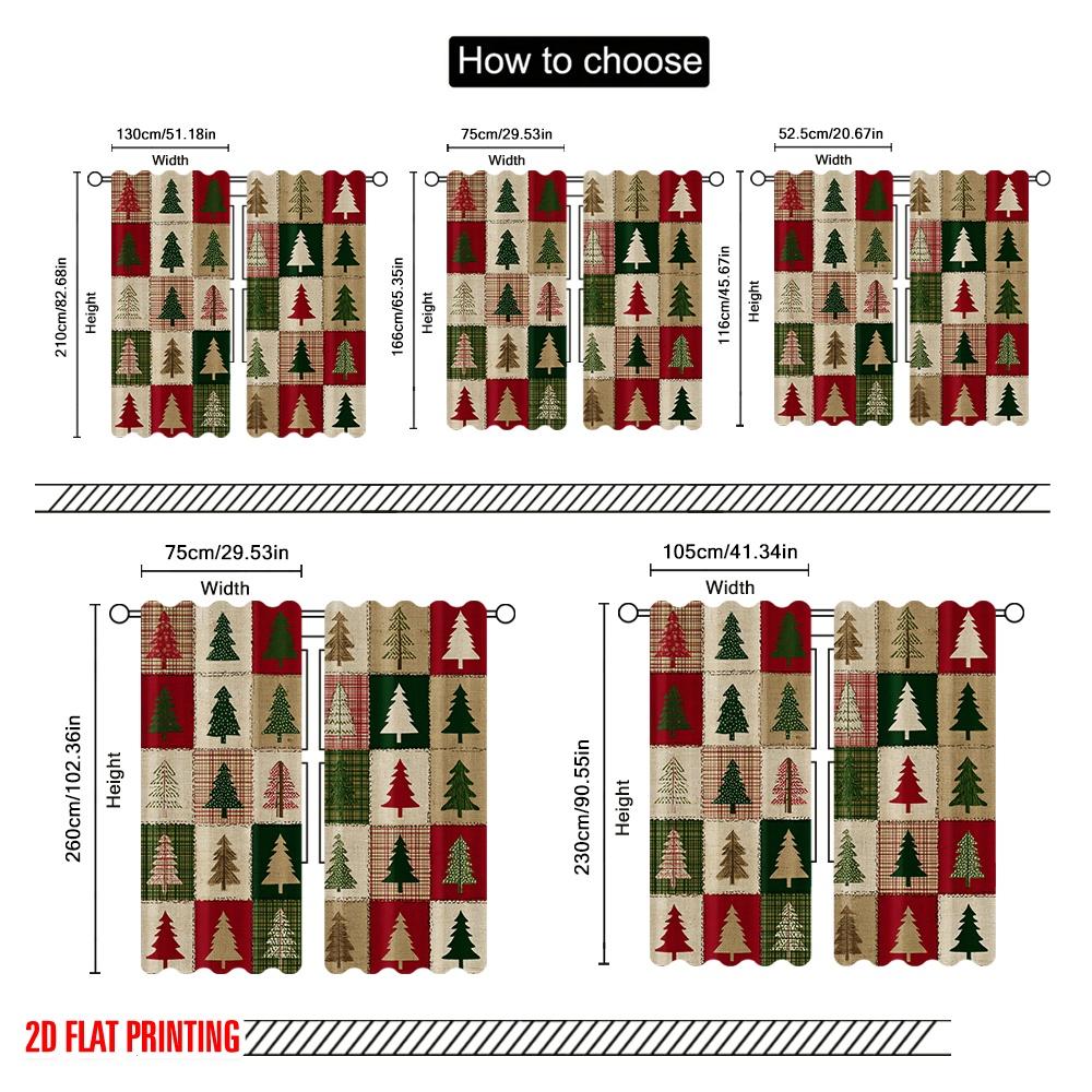 2pcs,2D plane printing Contemporary Curtains Christmas patchwork2 Polyester Easy Install (without rod) Decorations Outdoor for