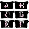 Damen Tasche Make-up Tasche Brautjungfer Make-up Taschen Blumen Alphabet Druck Leinen Reißverschluss Tasche Reise Organizer Etui Mujer Bolsas Kosmetik