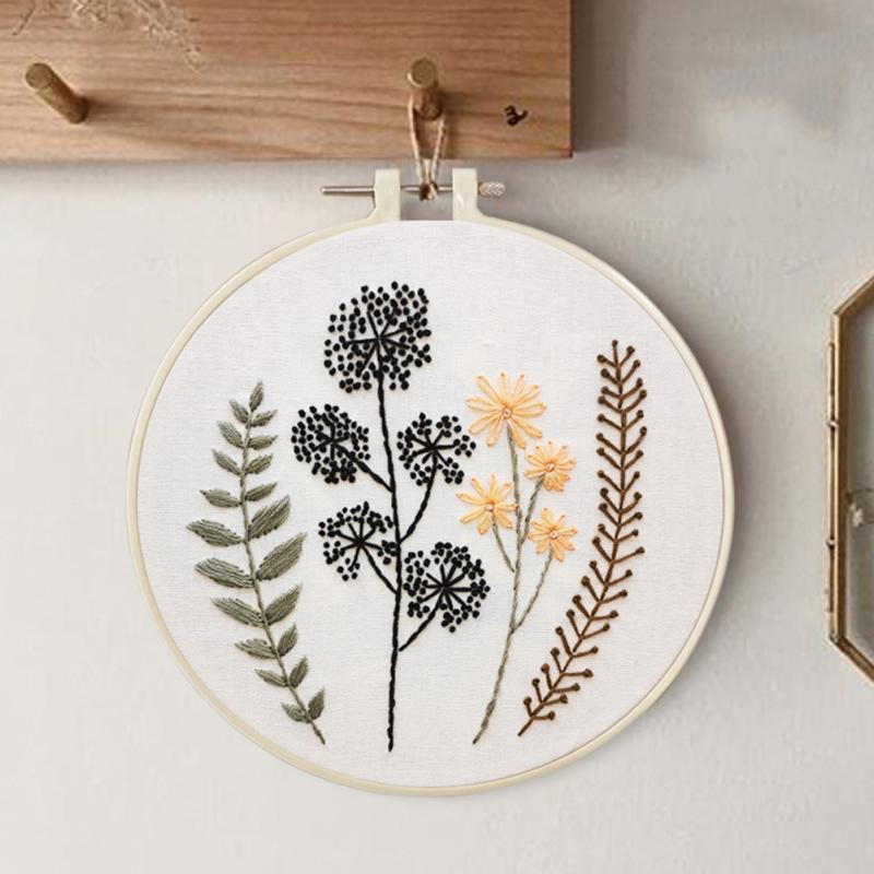 Embroidery Kit For  Beginners Cross  Stitch Diy Stamped Embroidery with Floral Pattern Embroidery