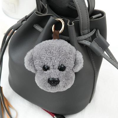 Little White Dog Bichon Teddy Lamb Hair Real Fur Cartoon Fur Cute Car Pendant Keychain Bag Bag Hanging Gift