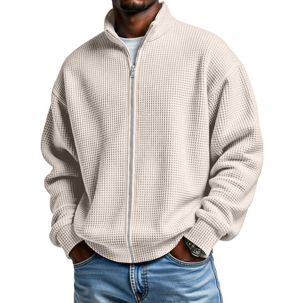 Men Full Zip Up Casual T Shirt Long Sleeve Loose Fit Tops Fall Fashion Regular Fit Cardigan Tops