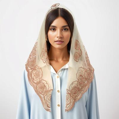 1Pc Cotton Versatile Lace Fashion Scarf Photography Props Wedding Headscarf Headscarf Patterned