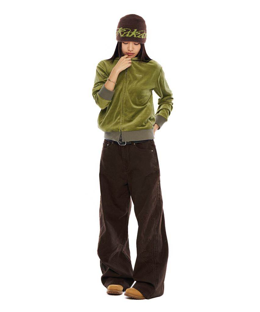 AAKAM Needlework Wave Cotton Pants (Brown)