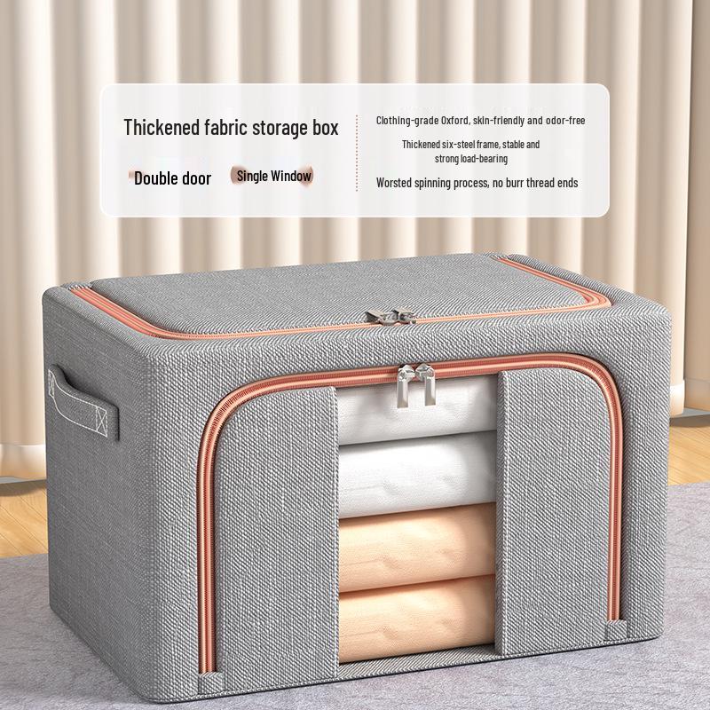 

Складной ящик для хранения со стальным каркасом - Прозрачный, Универсальный органайзер для одежды, игрушек и сезонных вещей 66L 50*40*33 CM