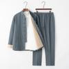Men's Chinese Tang Suit: Cotton Linen Three-Piece Set with Stand Collar - Zen Meditation Outfit for Spring and Autumn