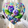 Colorful Gilly flower Heart-Shaped Suncatcher - Stained Glass-Style Glass Effect with Vibrant Floral Design, Perfect for Home & Garden Decor, Ideal fo