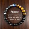 Elastic Evil Eye Bracelet: Black Glass, Blue Eye, and Yellow Tiger Eye