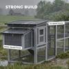Large Chicken Coop, Wooden Hen House with Covered Run, Nesting Box, Pull-Out Tray, Opening Asphalt Roof