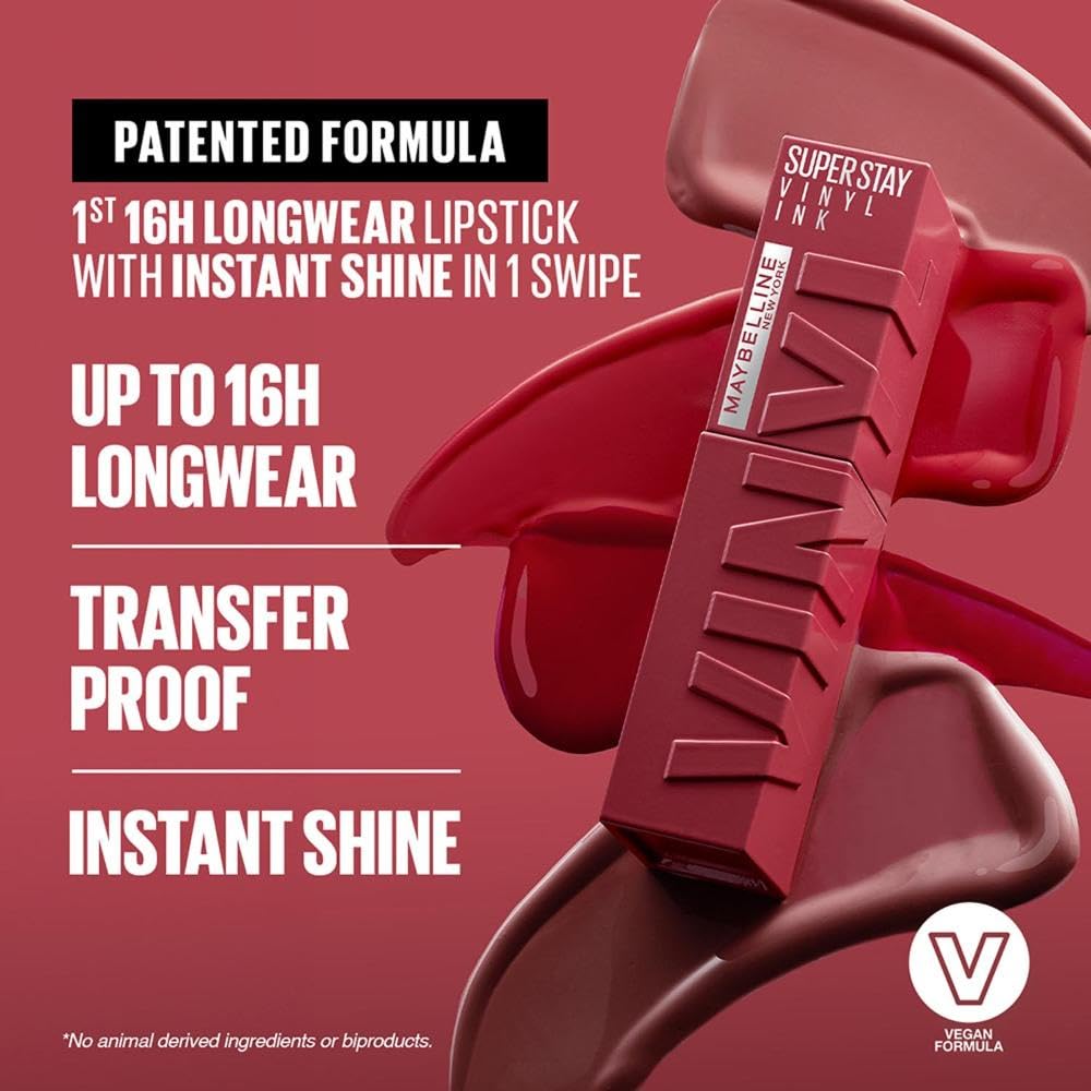 Maybelline Superstay Vinyl Ink Liquid Lipstick Peppy 4.2ml Long Lasting High Shine Color 16HR Wear