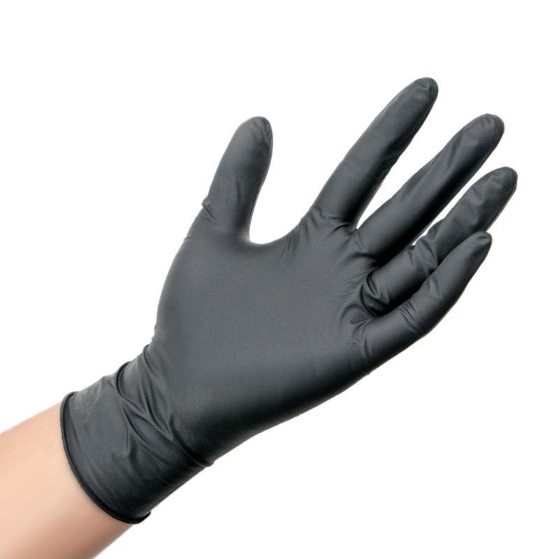 Full Texture 5mil Tattoo Thick Black Nitrile Gloves Latex Free Heavy Duty Beauty Salon Durable Disposable Black Nitrile Gloves