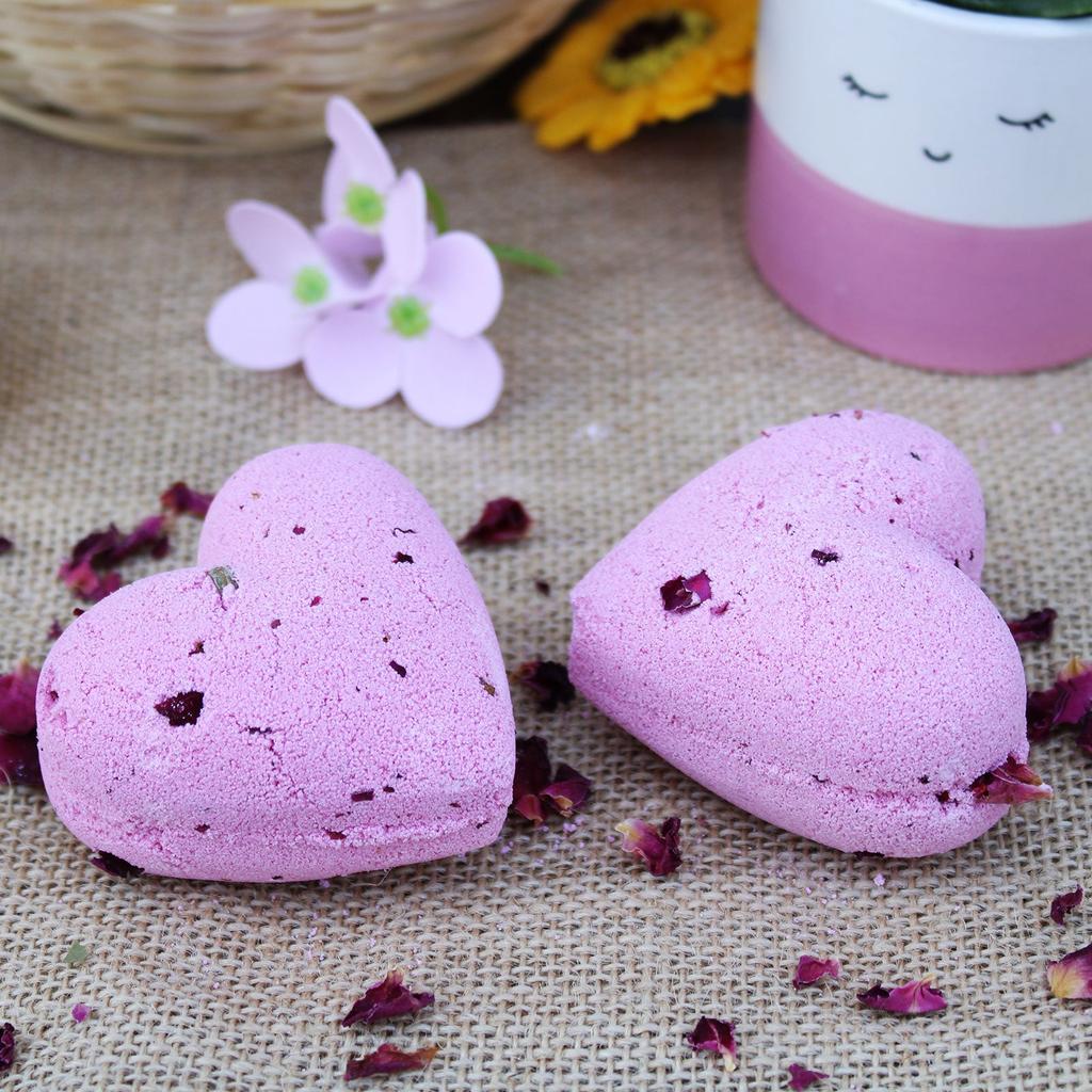 4x Bath Bomb Heart Ylang-Ylang Rose 70g