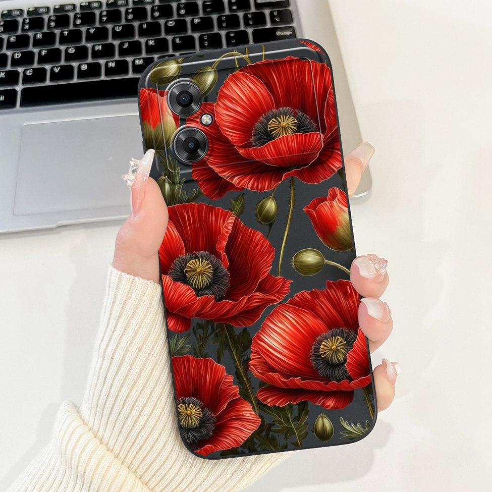 Casing For Xiaomi Poco M4 5G Case Cover Silicone Luxury Fashion Flowers Kawaii Cute Cat Shockproof Phone Case 22041219PG