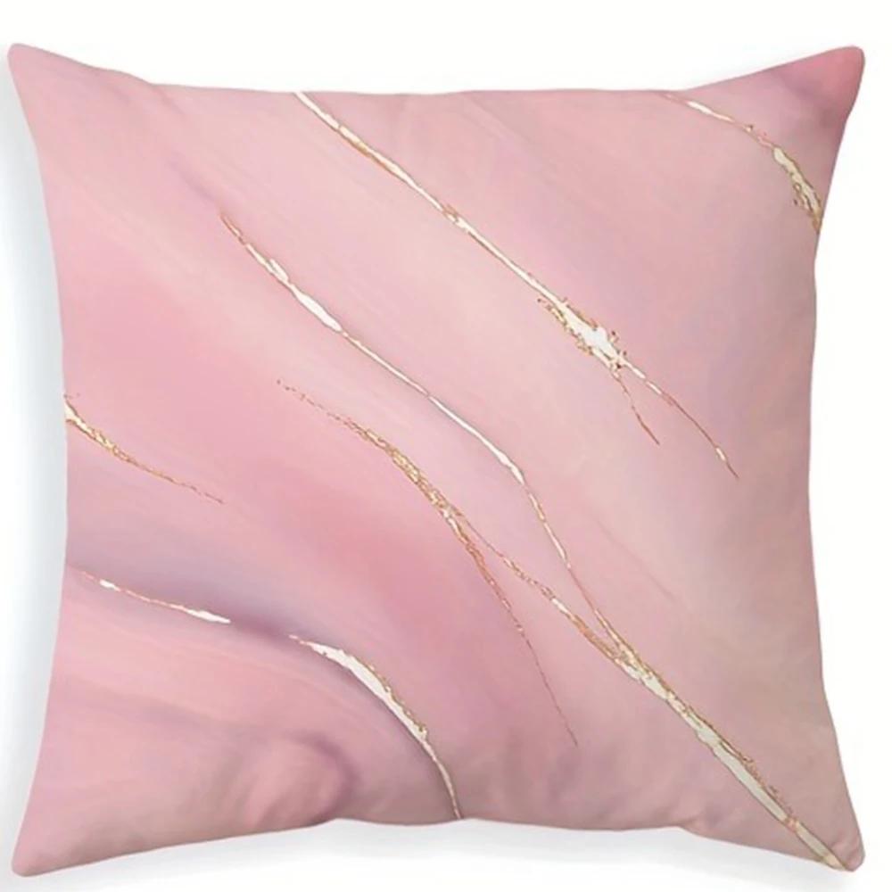 Pink Marble Texture Pattern Printing Pillowcase Living Room Sofa Cushion Cover Modern Fashion Home Bedroom Room Decoration