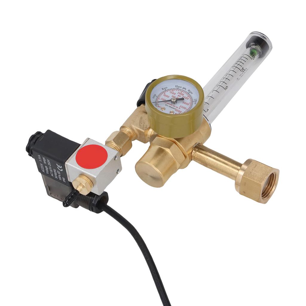 CO2 Regulator with Solenoid Valve and Flowmeter CGA320 Inlet Brass CO2 Gas Regulator for Indoor Hydroponics Grow Tents
