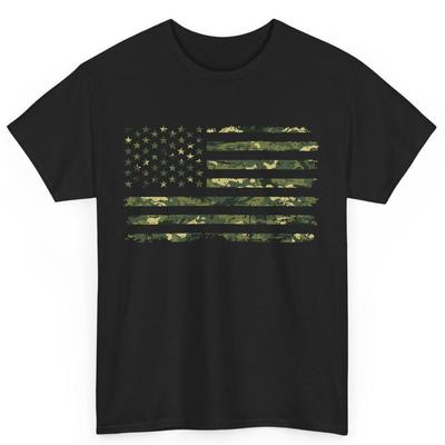 American Flag Camouflage Patriotic Military Cotton T Shirt