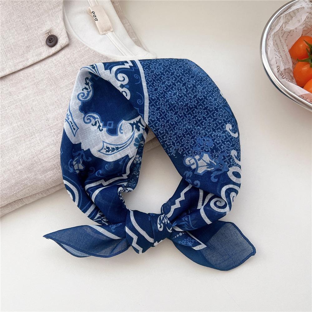 Cashew Small Square Scarf Floral Square Handkerchief Simple Printed Silk Scarf  Vacation