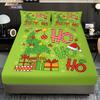 3pcs Merry Christmas HO Green Print Coreless Bed Sheet Set Multi Size Comfortable Bed Cover Bedroom Bedding Holiday Decoration