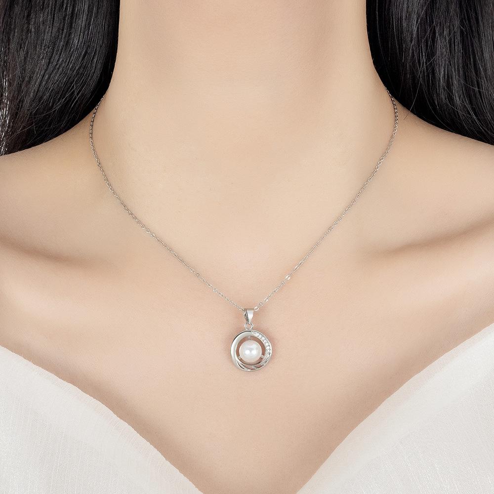 Abs Imitation Pearl Necklace, Ladylike Collarbone Chain Pendant Jewelry