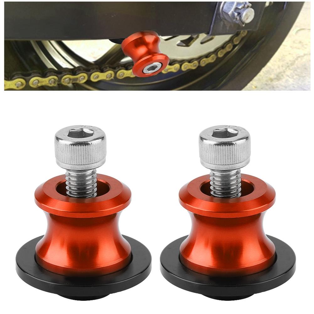 2pcs 10mm Motorcycle CNC Rear Stand Swing Arm Spool Sliders Stand Swingarm Bobbins (Orange)