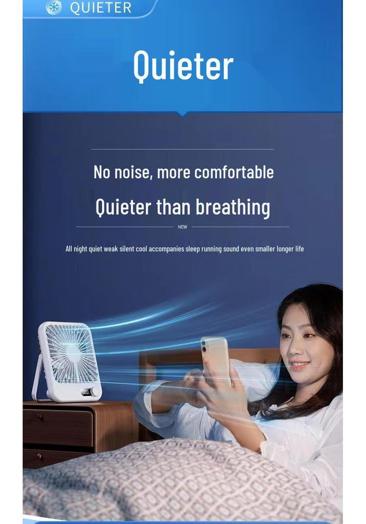 Portable Dual-Use Desktop & Hanging Fan with USB Charging and Stepless Speed Display