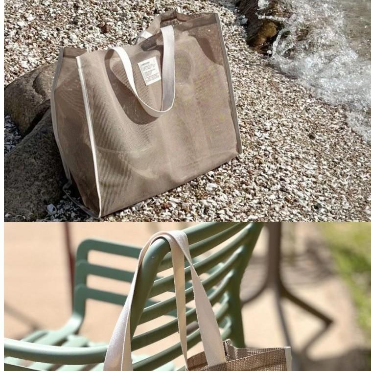 Korean INS Beach Bag Storage Bag Large Capacity Swimming Sports Fitness Bag Handheld Hollow Mesh Bag