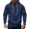 Mens Hooded Long Sleeve Pullover Sweatshirt With Multiple Pockets Zipper Front Casual Sporty Style