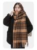 2025 Retro Korean Style Women's Warm Plaid Scarf & Shawl in Brown