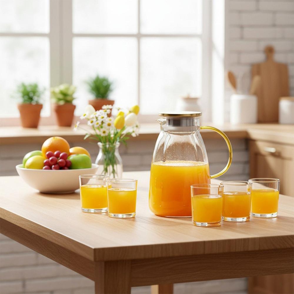 Dzbanek na Napoje Wodę Sok Lemoniadę do Napojów Szklany z Pokrywką 2,2L