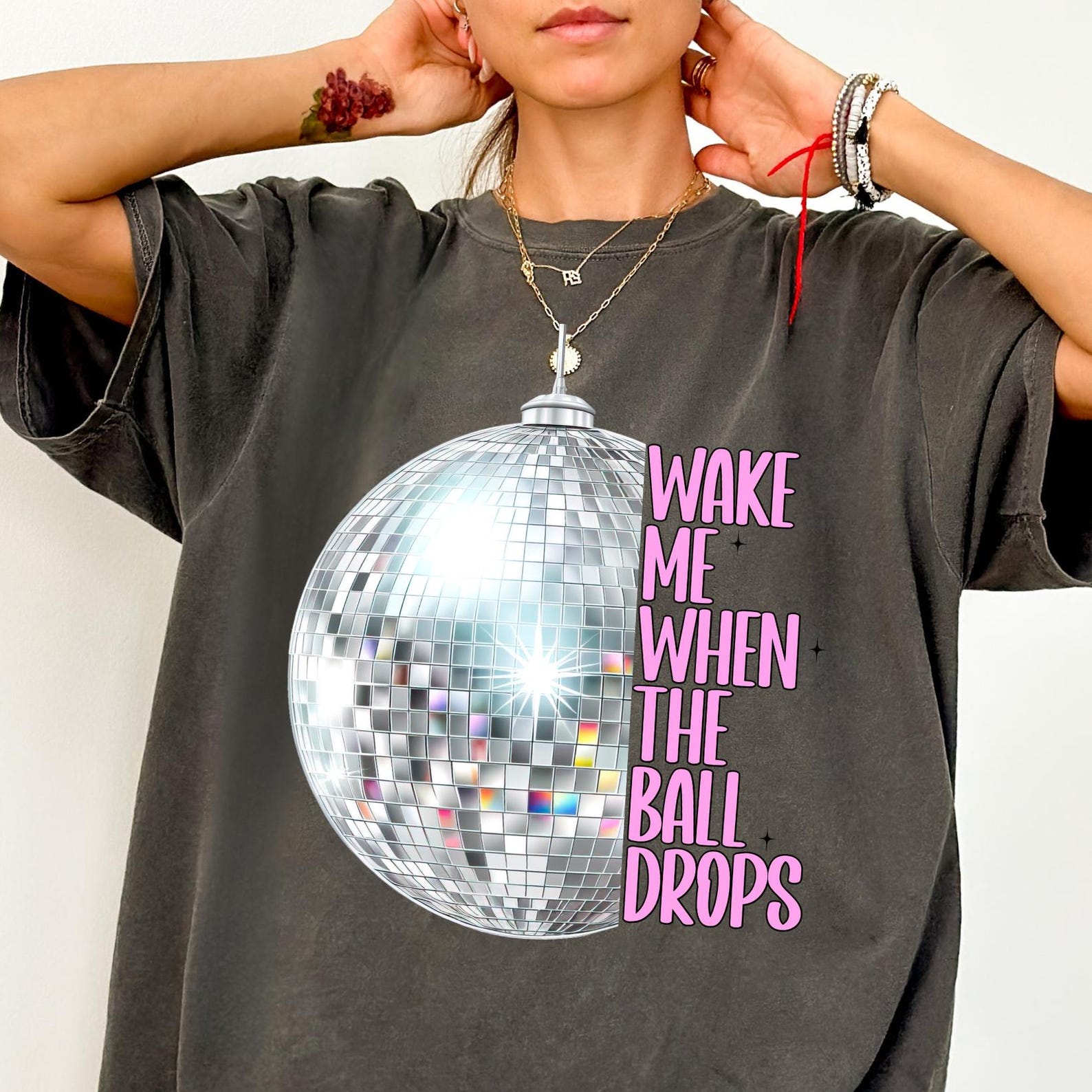 Retro New Years Eve Comfort Colors® T-Shirt: Wake Me When the Ball Drops Shirt, Happy New Year Shirt, New Years Party T-Shirt S