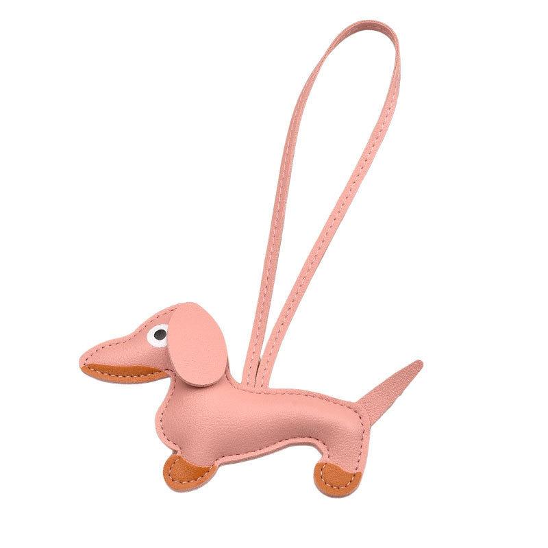 Dog Keychain Pendant Pu Leather Cartoon Pet Bag Charm For Keys And Phones