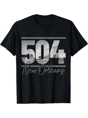 New Orleans 504 Area Code Skyline Louisiana Vintage T-Shirt Cotton Fun Design DI Unisex T-Shirt