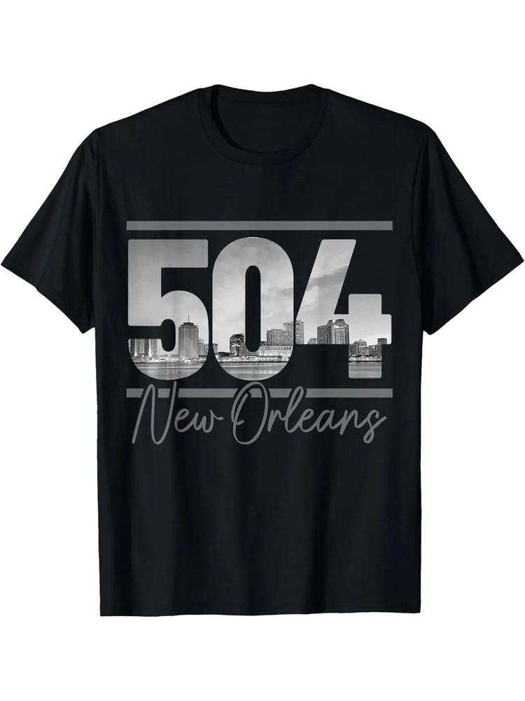 New Orleans 504 Area Code Skyline Louisiana Vintage T-Shirt Cotton Fun Design DI Unisex T-Shirt XXL