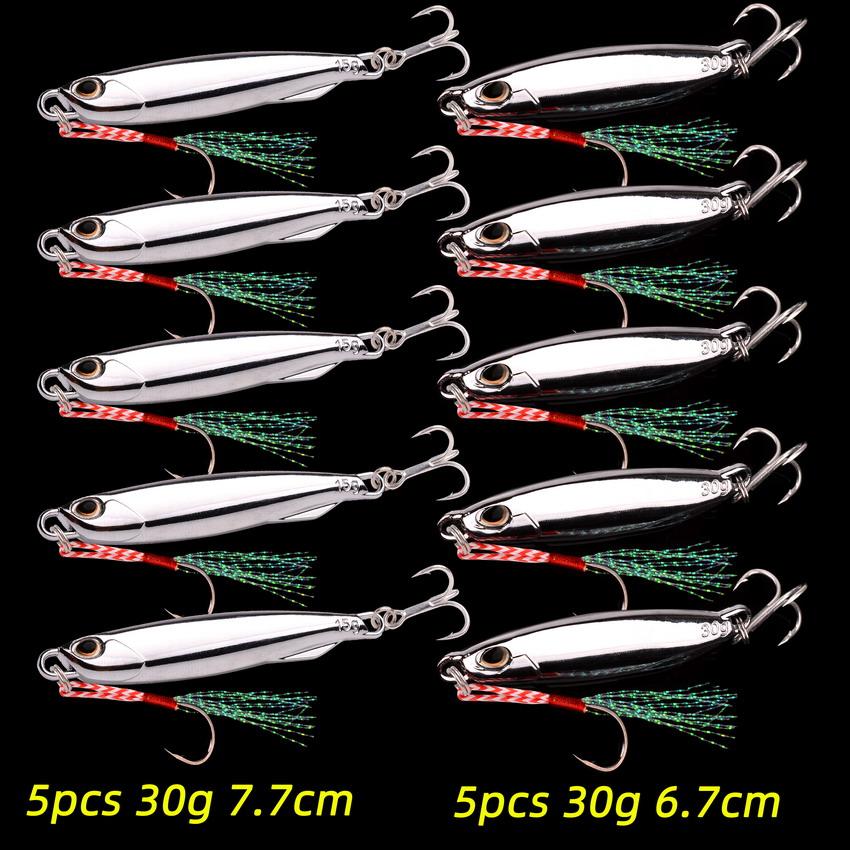 

10 шт./лот металлическая литая джиг-блесна 10 г 20 г 30 г 40 г набор приманок с крючком для ловли рыбы на джиг, искусственная приманка для ловли морского окуня