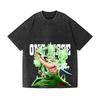 One Piece Zoro Vintage Wash Japanese Design T-Shirt High-quality Streetwear Men's Clothing Women 2026 Summer New Wash  T Shirt