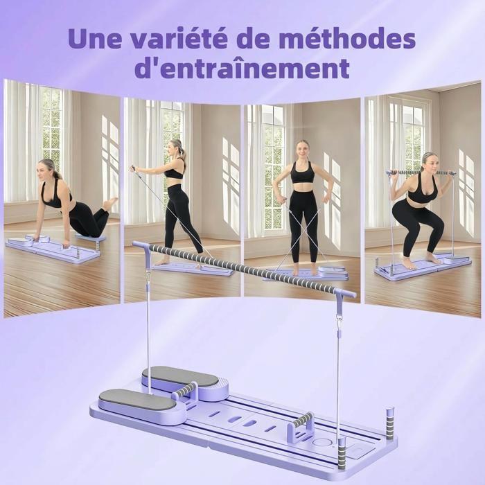 11 In 1 Pilates Board - Pilates Equipment Kit, Foldable and Multifunctional Pilates Board for Home - Purple