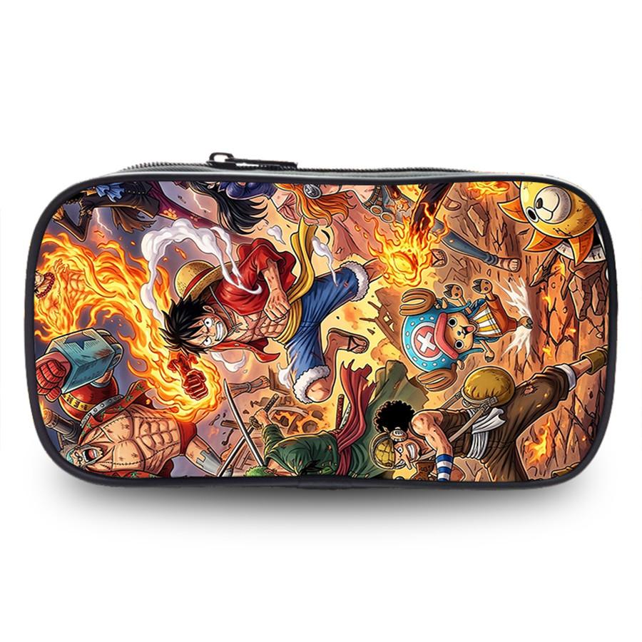 One Piece Anime Double Layer Pencil Case, Large Capacity Durable Stationery Bag Lightweight Unisex Pen Pouch for Boys Girls 6-10