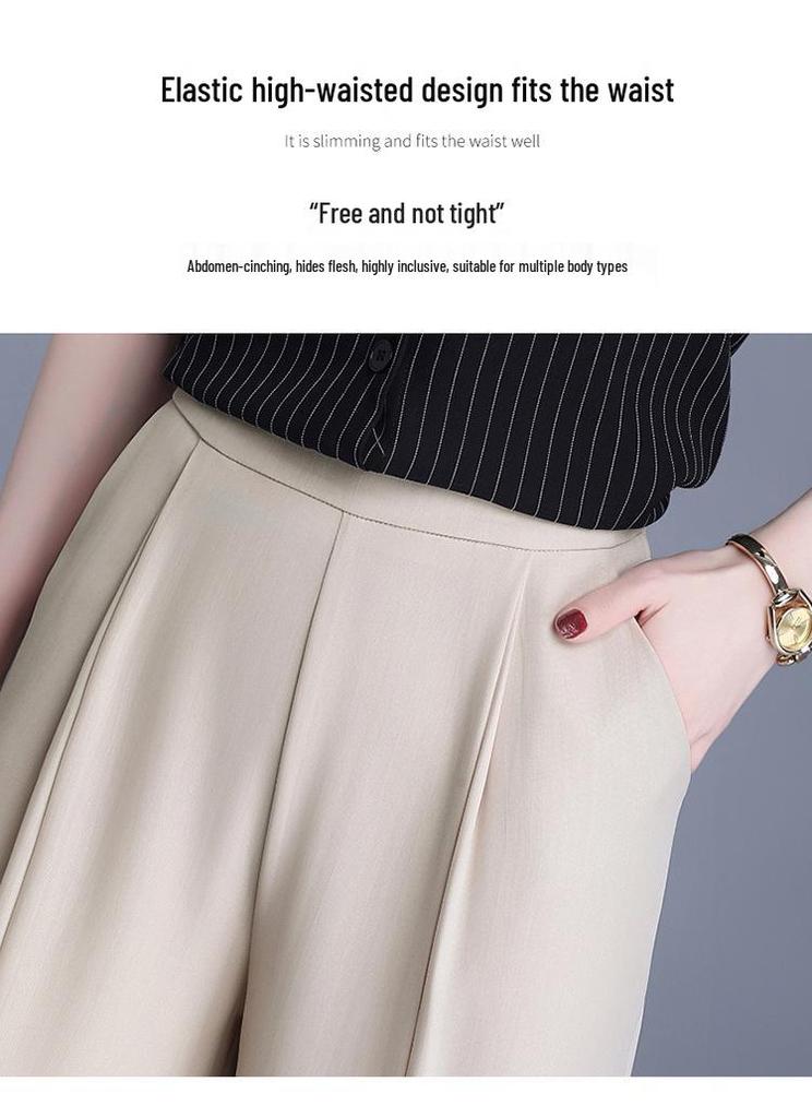 Spring 2026 Elegant Casual High Waist Wide Leg Pants for Middle-Aged and Elderly Women
