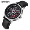 Sanda Men's Creative Wheel Quartz Watch - Trendy Rotating Waterproof Wristwatch