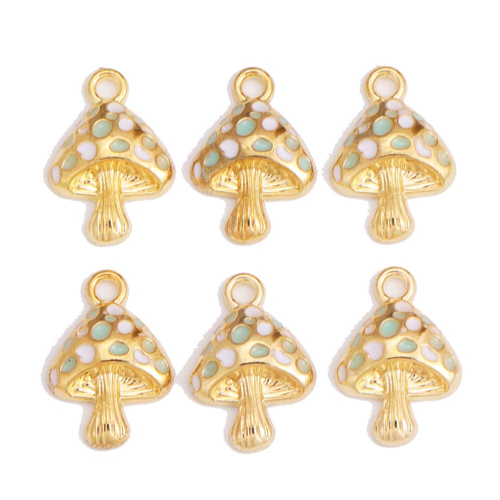 10Pcs Colorful Cute Enamel Red Mushroom Alloy Pendant for Women's Earrings Bracelet Jewelry Made of Charm DIY Necklace Ornaments