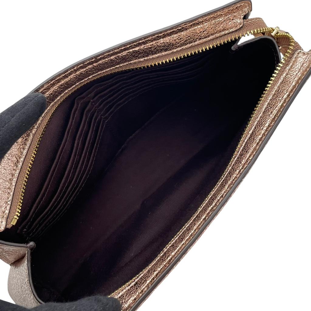 Used COACH Clutch bag Flap ClutchClutch bag Pink gold/pink leather Women