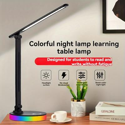 Multi-functional RGB LED Desk Lamp with Eye Protection Technology, Flicker-free Lighting, 3 Color Modes and 4 Levels of Brightness, Touch Control