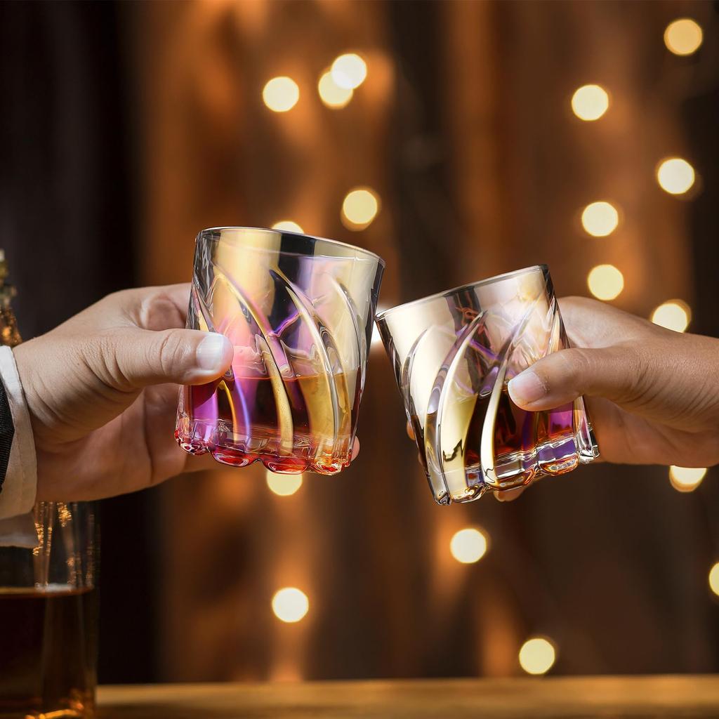Pair of Rocks Spinning Rainbow Perfect for Birthday Whiskey Day Retirement Promotion Housewarming Farewell Shochu Gift Boxed Glasses, Glasses, Colors,