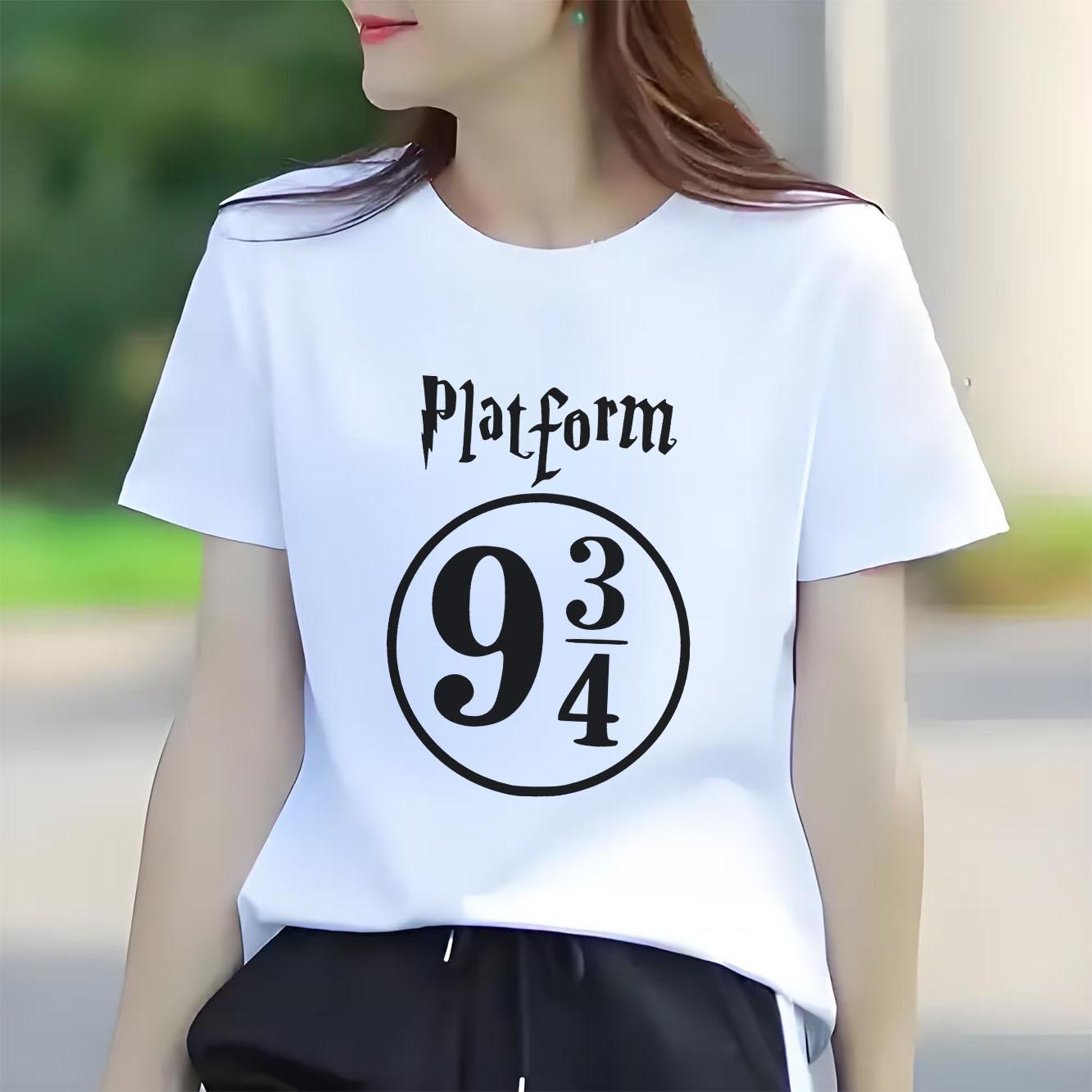 Harajuku Womens Oneck Womens Top Tshirt Womens Black and White Digital Printed Fashion Summer Womens Tshirt S
