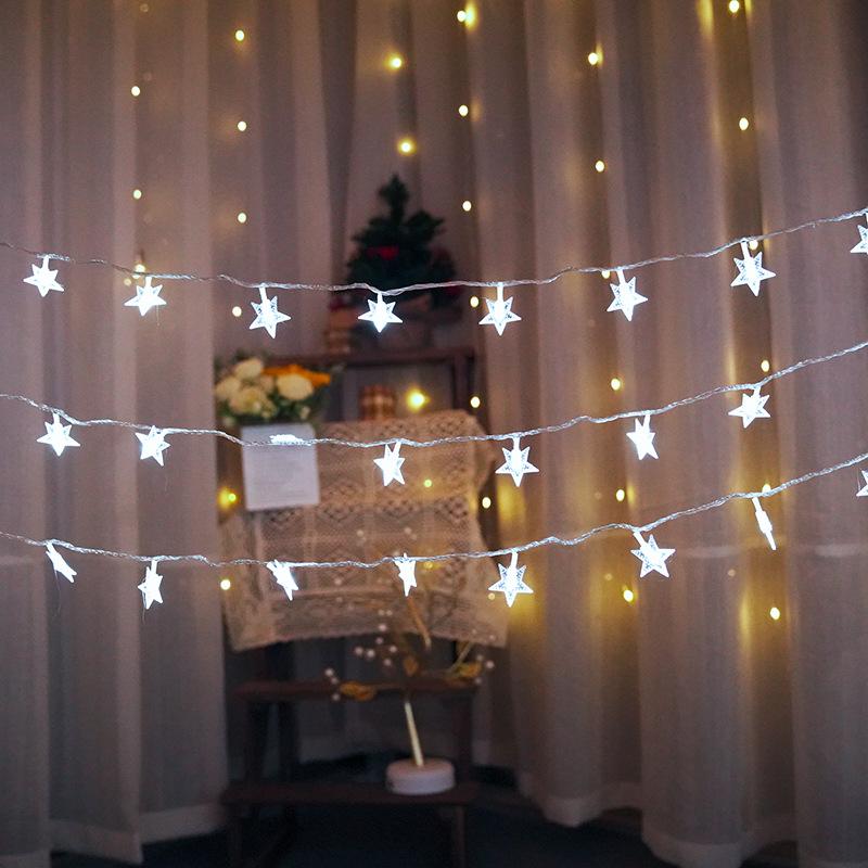 Solar/220V Plug-in Version Operated Star String Lights LED Fairy Lights Christmas Garland for Terrace Home Party Wedding Decoration Lights